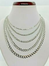 10K Solid White Gold Cuban Link Chain/Necklace Men's/Women's 2.2mm-5.7mm 16"-30"