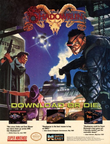 Shadowrun super nintendo snes - shadowrun,
