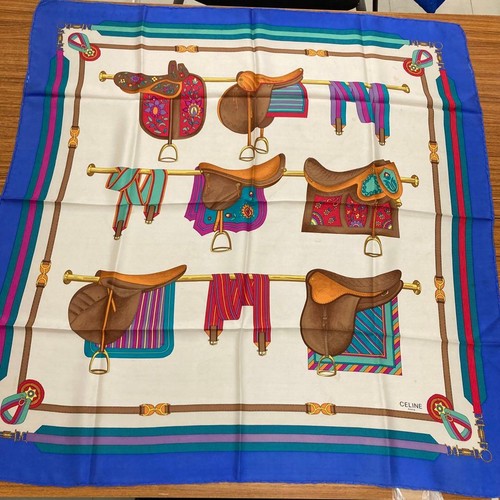 Celine saddle motif silk scarf - saddle,