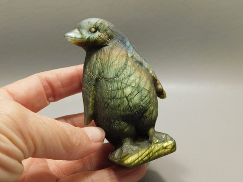 Penguin figurine labradorite - penguin,