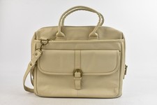 Luca Bocelli Cream Leather Laptop Bag With Removable Shoulder Strap