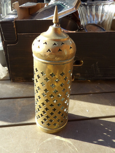 Vintage pierced brass candle - vintage,