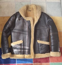 B-3 LEATHER SHEEPSKIN Shearling Aviator Flying Pilot Jacket Coat Bike WW2 style.