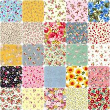   MIXED VINTAGE FLORAL COTTON FABRIC PATCHWORK SAMPLES SQUARES 4" 5" 6" & 10" 