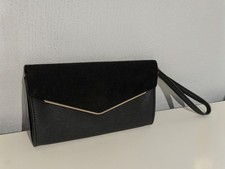 Dorothy Perkins Soft, Black Purse/Bag, Suede, Gold Trim