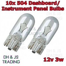 10 x 504 Capless Dashboard Instrument Light Push In Bulb Panel Bulbs 12v 3w T10