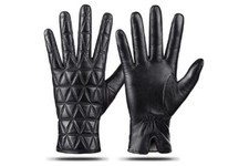 LADIES WOMENS BLACK LEATHER GLOVES CASMERE LINED TOUCHSCREEN TEXTING DRIVING