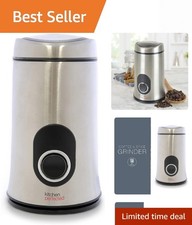 Compact 50g Coffee & Spice Grinder with Quiet Motor - Brushed Steel Design