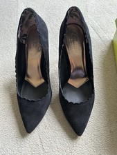 Ted Baker Sloana Black Suede High Heel Scallop Edge Court Shoes, Size 41 (UK 8)