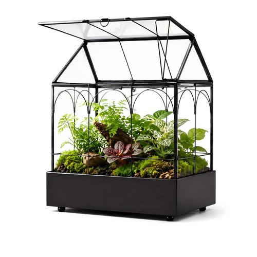 Large tall glass plant - large,