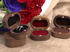 Natural Wood Double Ring Box Jewelry Display Engagement Wedding