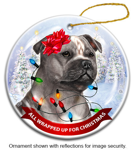All wrapped ornament blue - up,