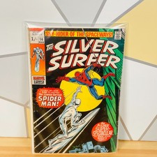 VTG Marvel Comics The Silver Surfer #14 Battles Spider-Man 1970 Bronze Age