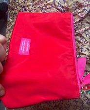 Clarins Large Lightweight 24x16cm Hot Pink Red  Wash Travel Makeup Bag Pouch
