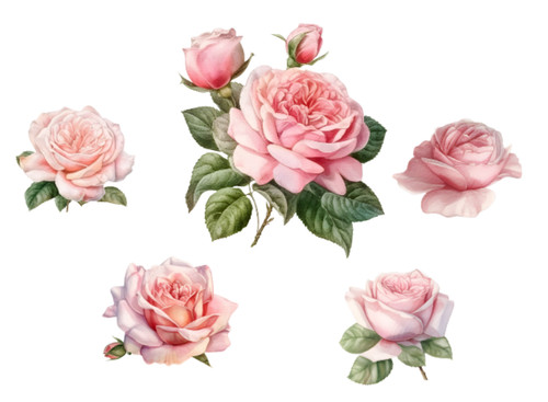 Watercolour rose stickers - watercolour,