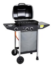 2 Burner Gas BBQ Side Burner Garden Patio Barbeque Portable Steel Summer Outdoor