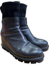 Patrizia Bonfanti Black Leather Wedge Ankle Boots UK 40