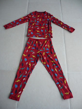Boys or Girls M&S Red Multi Coloured Dinosaur Pyjama Set Cuffed 11 - 12
