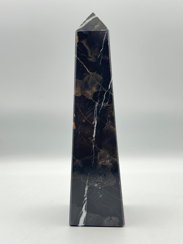 Vintage black marble obelisk - marble,