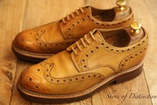 Grenson Archie Tan Brown Leather Derby Brogue Shoes Men's UK 8 G US 9 EU 42