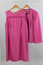 Jacques Vert Fuchsia Pink Sleeveless Dress & Matching Jacket Occasion Wear, 44"