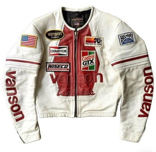 Vanson leathers white red - vanson,