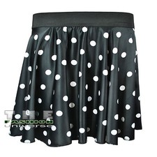 Ladies Women Satin Silk Polka Dot RockNRoll Full Circular Poodle Skirt&Scarf Set