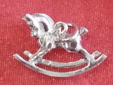 Vintage Sterling Silver Embossed Fine Rocking Horse Charm for Pendant/Bracelet