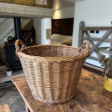 Vintage Large Wicker Log Basket /Storage Basket With  Handle - Well made Sturdy 