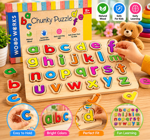 Wooden alphabet chunky puzzle - alphabet,