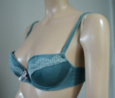 Debenhams Bra Limited Collection Teal Steel Blue Silk Push Up Fab Lace Satin 32C