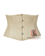 Beige Cotton Steel Boned Corset Waist Training Waspie Corset Women's Corset