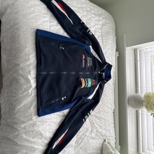 Vintage Suzuki Racing Blue Zip Fleece Moto Jacket Size S Signed By 3 People