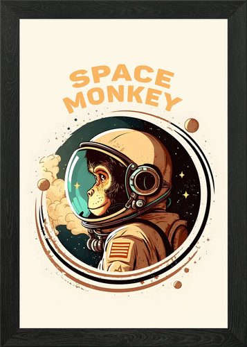 Space monkey vintage framed - space,