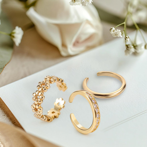 Gold toe rings for women - gold, women,open