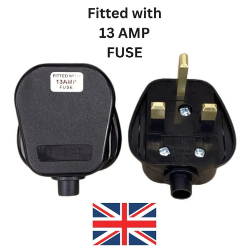 Black mains plug - black, 3
