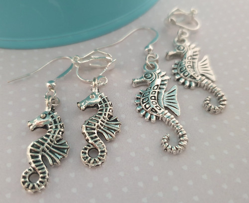Seahorse silver earrings sea - seahorse, earrings.