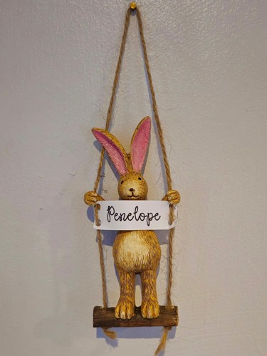 Personalised swinging bunny - personalised,