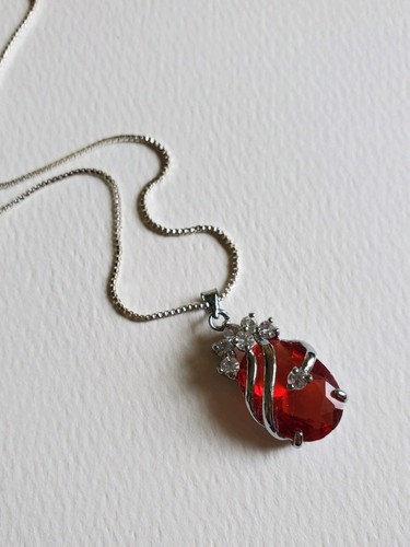 Red oval acrylic gem - acrylic, pendant