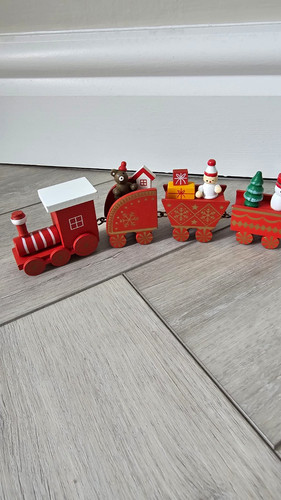 Wooden painted christmas train - wooden,