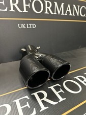 GLOSS BLACK TWIN 3” CURVED EXHAUST TIPS UNIVERSAL STAINLESS STEEL MUFFLER PIPES