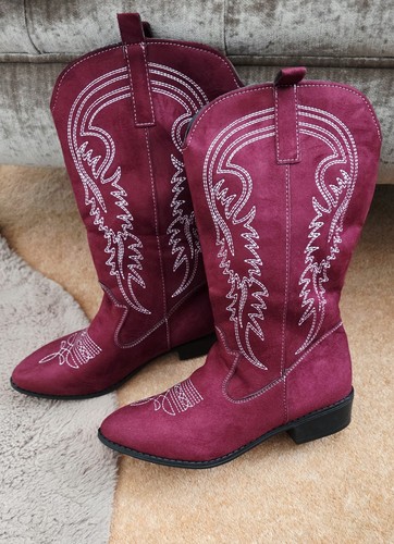 Ladies burgungy suede - , cowboy