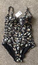BNWT NEXT  BLACK  DITSY SWIMSUIT  SIZE 14 TALL SUMMER HOLIDAY RRP £38