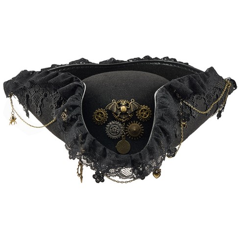 Tricorn hat with lace - tricorn, trim