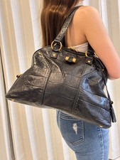 YSL Muse Handbag Black Croc