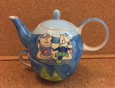 Whittard Winter Wonderland Christmas Cheer Tea For One Teapot Cup Cats Robins