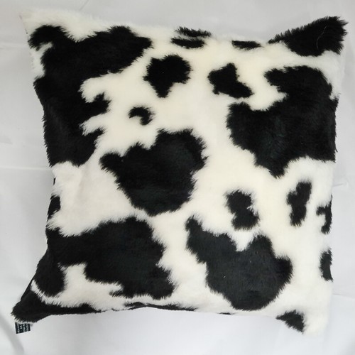 Black fresian cow faux fur - black,