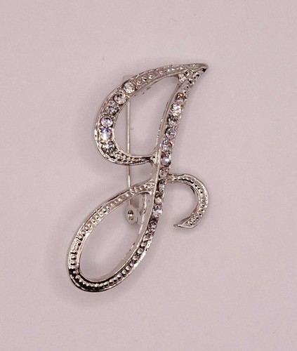 Diamante silver initial letter - diamante,