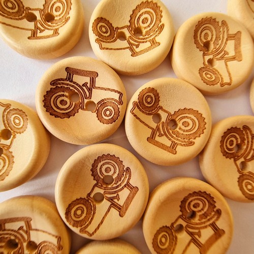 Wooden tractor buttons - wooden,