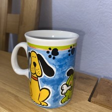 Rayware Tea Coffee Mug Dog Graphic Blue And Yellow
